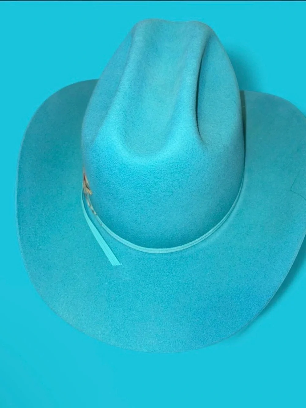 Turquoise Western Felt Cowboy Hat - Unbranded